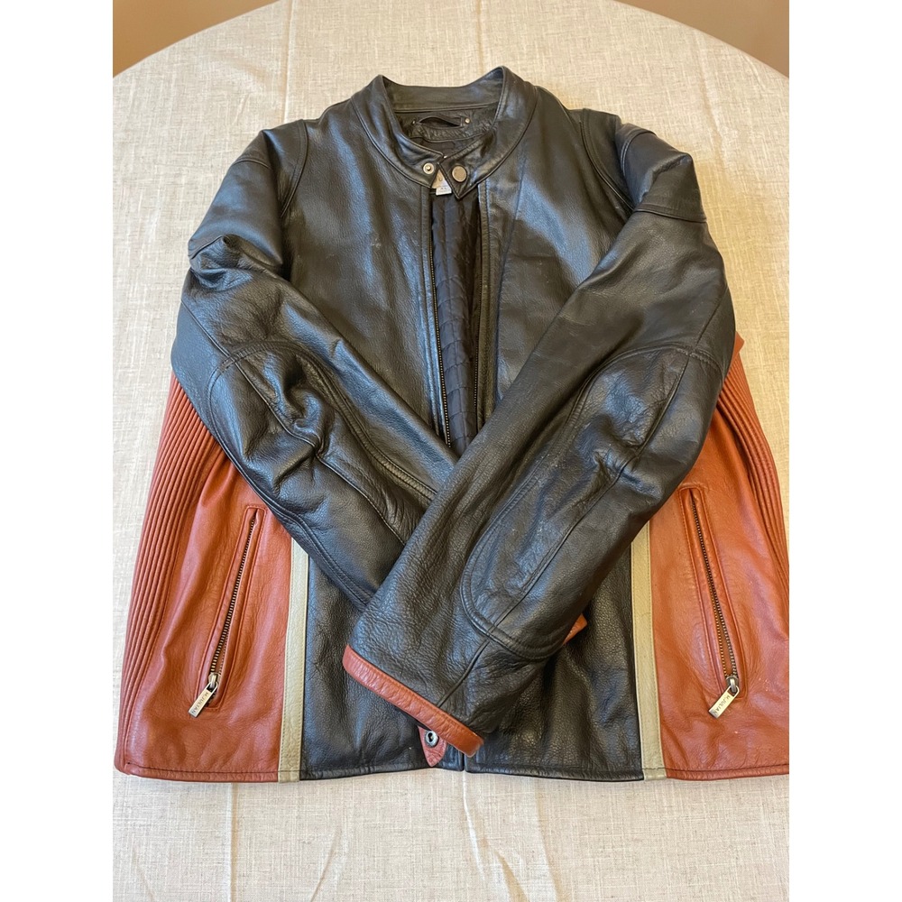 Wilsons Leather M Julian Jacket XL Black Brown Striped Motorcycle Biker